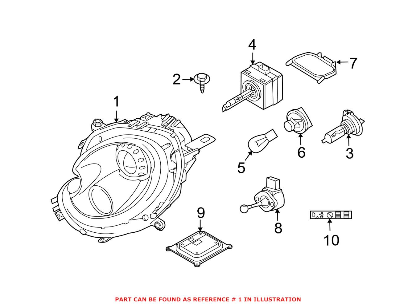 Mini Headlight Assembly - Driver Side (Halogen) (w/ Clear Turnsignal) 63122751875